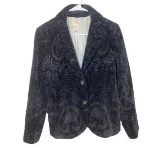 Anthropologie Lauren Moffatt faux velvet blazer size M